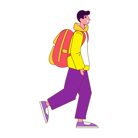 Boy Going to School  Illustration