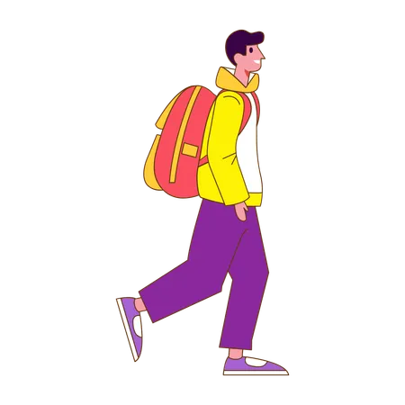 Boy Going to School  Illustration