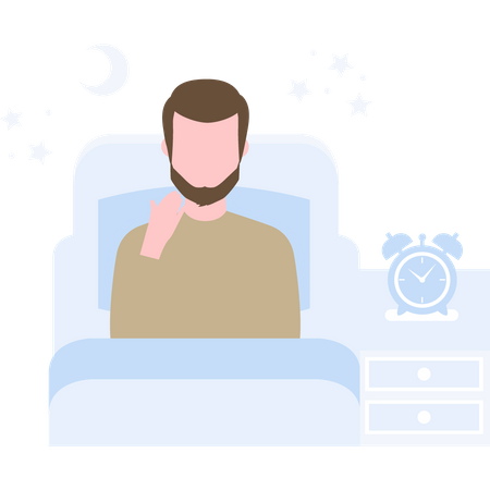 Boy going to sleep on bed Illustration