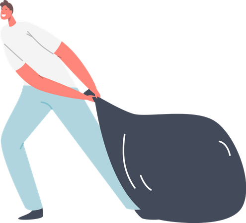 Boy going to throw waste  Illustration