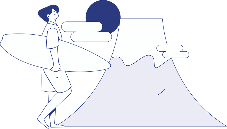 Boy going to tourist place  Illustration
