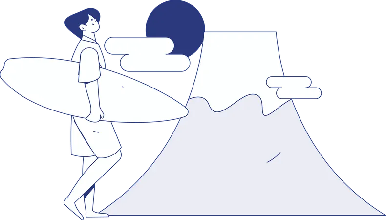 Boy going to tourist place  Illustration