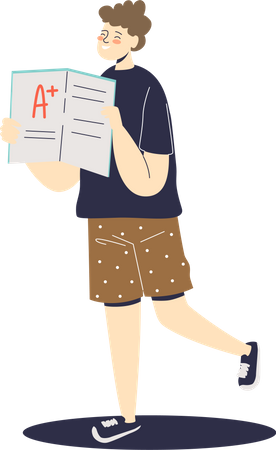 Boy got good result in exam  Illustration