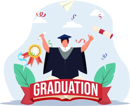 Boy got graduated  Illustration