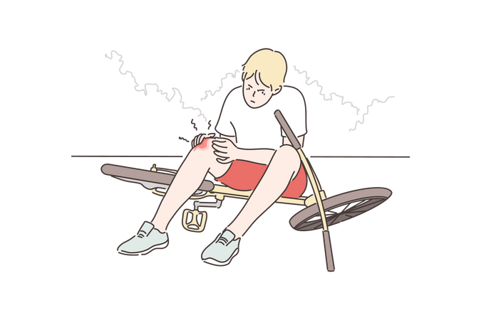 Boy got injured while riding bicycle  Illustration