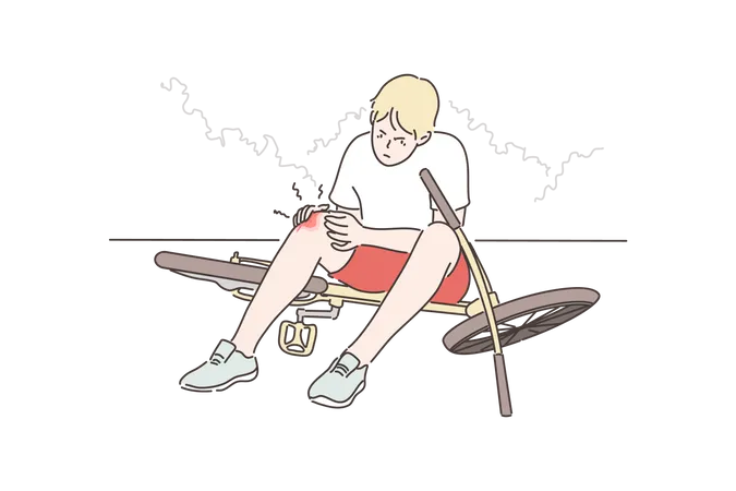 Boy got injured while riding bicycle  Illustration