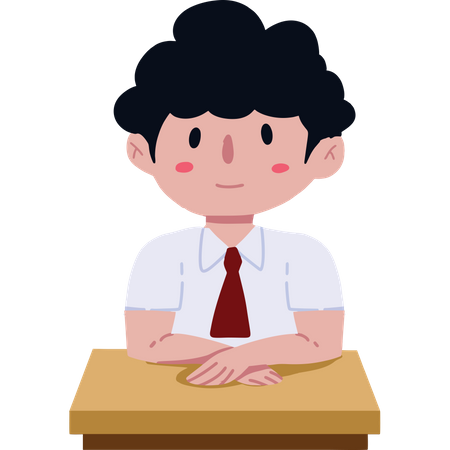 Boy Greeting in classroom Illustration