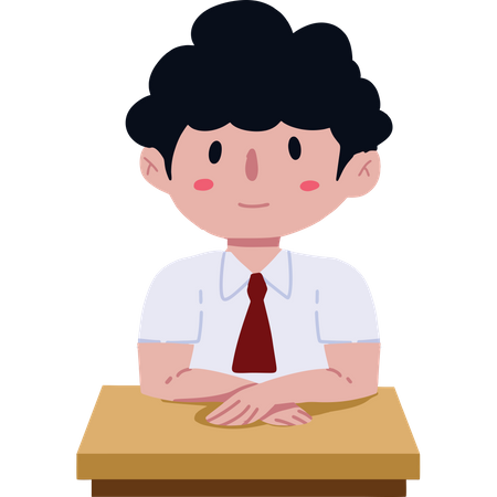 Boy Greeting in classroom  Illustration