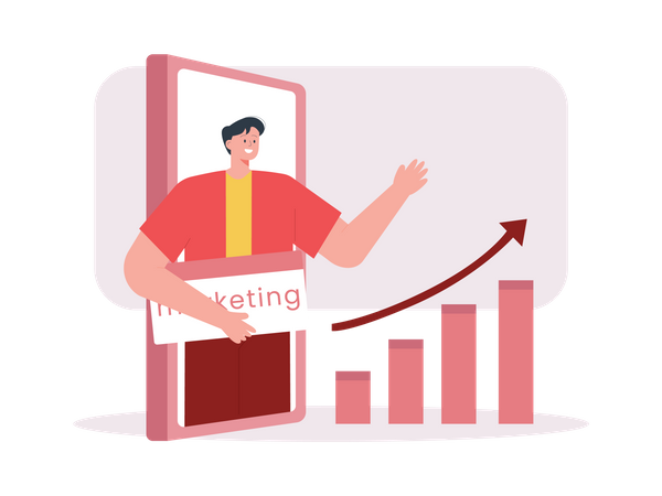 Boy growing using marketing  Illustration