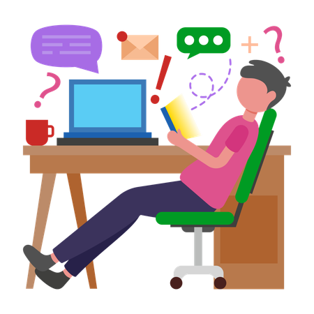 Boy Handle postponed tasks smoothly  Illustration