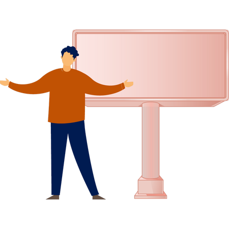Boy happy for advertisement board  Illustration