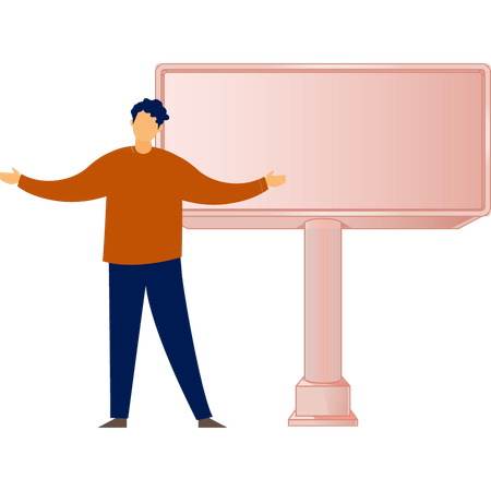 Boy happy for advertisement board  Illustration
