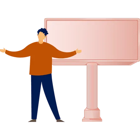 Boy happy for advertisement board  Illustration