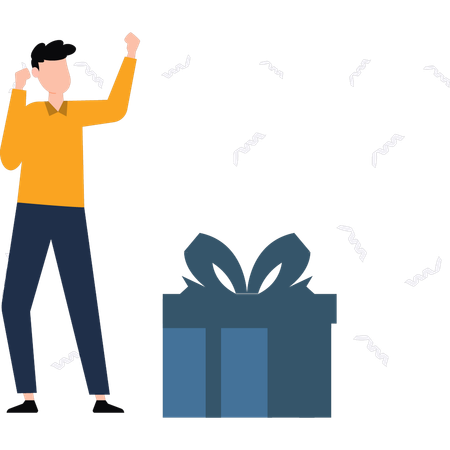 Boy happy for gift  Illustration