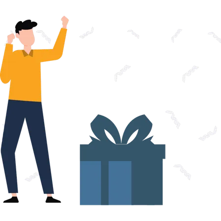 Boy happy for gift  Illustration