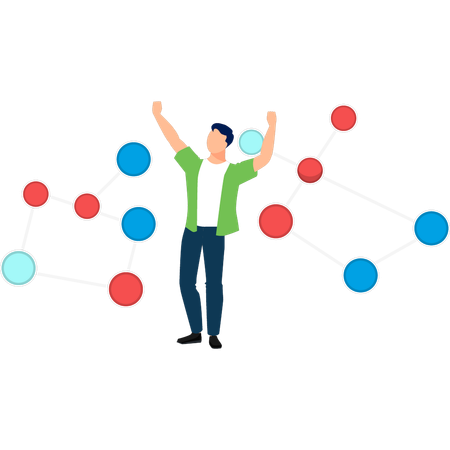 Boy happy with atomic molecules  Illustration