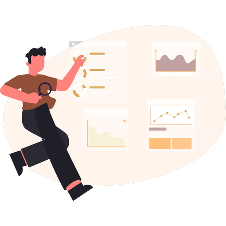 Boy happy with business analysis chart  Illustration