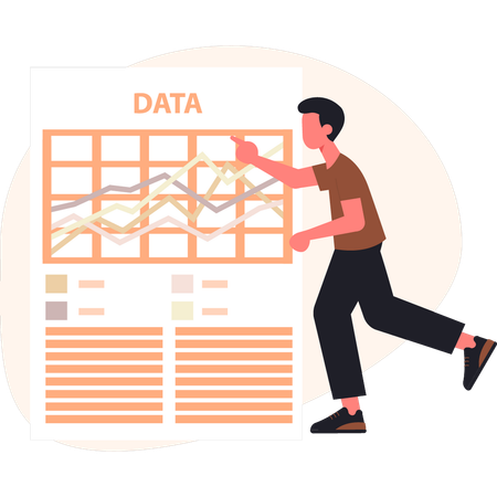 Boy happy with data analysis  Illustration