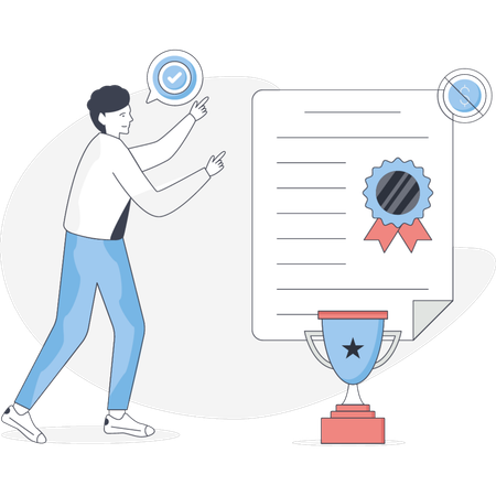 Boy happy with good result  Illustration