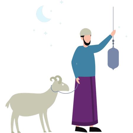 Boy has a goat  Illustration
