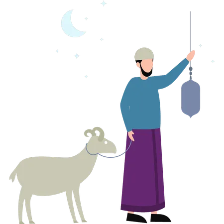 Boy has a goat  Illustration
