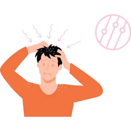 Boy has dandruff in hairs  Illustration