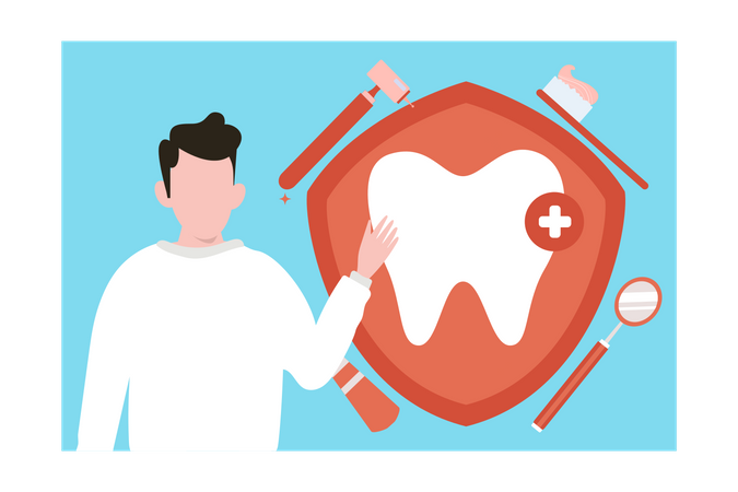 Boy has  dental clinic  Illustration