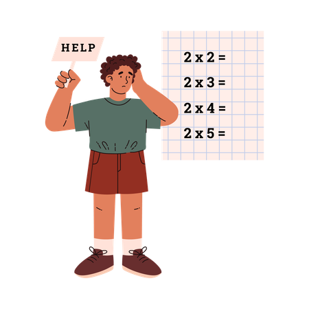 Boy has difficulty with counting and mathematical calculations  Illustration