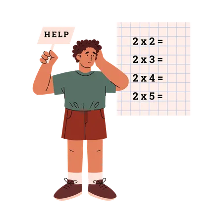 Boy has difficulty with counting and mathematical calculations  Illustration
