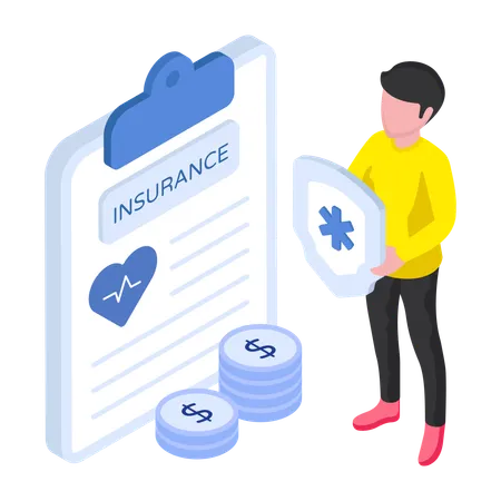 Boy has Medical Insurance Policy  Illustration