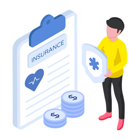 Boy has Medical Insurance Policy  Illustration