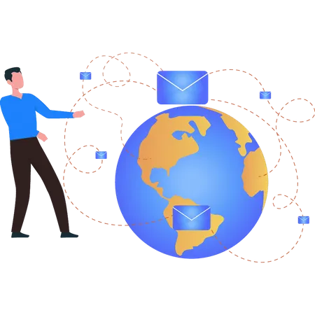 Boy has worldwide connections  Illustration