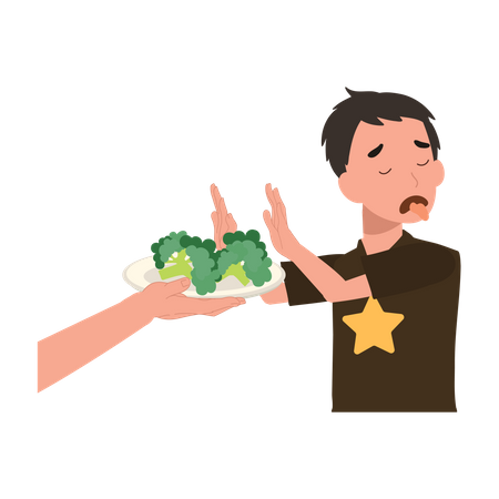 Boy hate broccoli Illustration