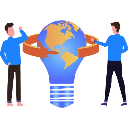 Boy have a global business idea  Illustration