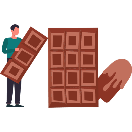 Boy have chocolate bars  Illustration