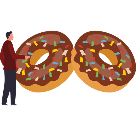 Boy have chocolate donuts  Illustration