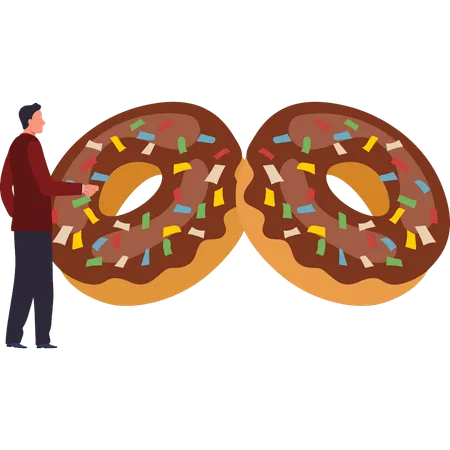 Boy have chocolate donuts  Illustration