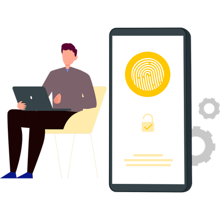 Boy have fingerprint authentication  Illustration