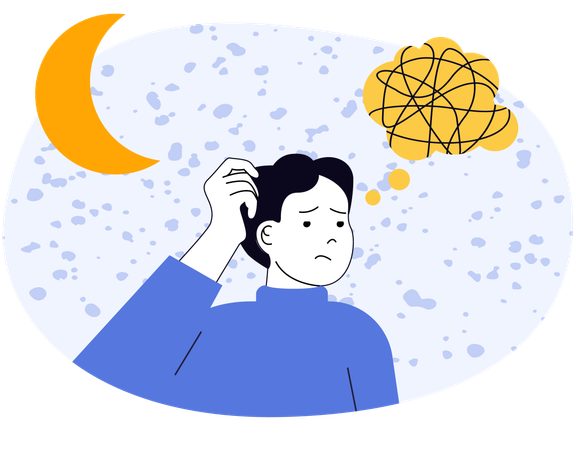 Boy have mental confusion  Illustration