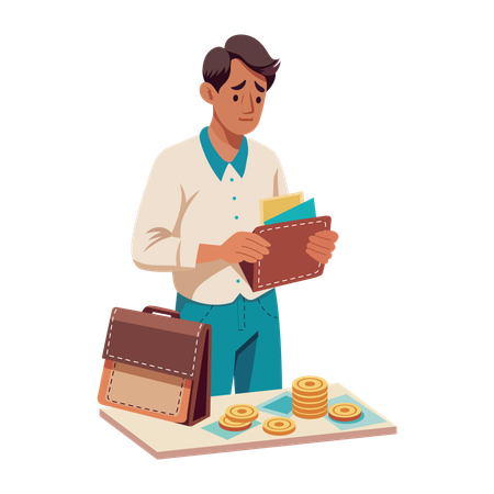 Boy have No Money in wallet  Illustration