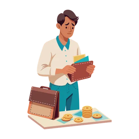 Boy have No Money in wallet  Illustration