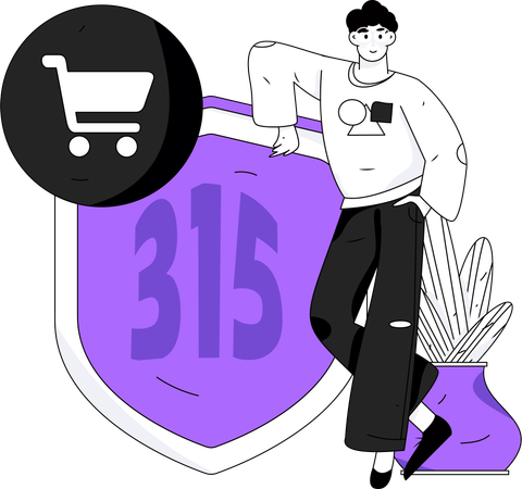 Boy having 315 code security for shopping  Illustration