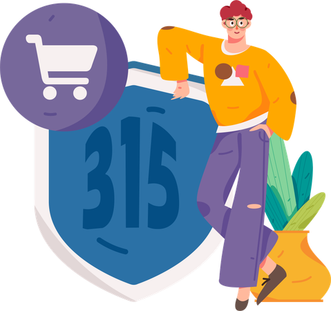 Boy having 315 code security for shopping  Illustration