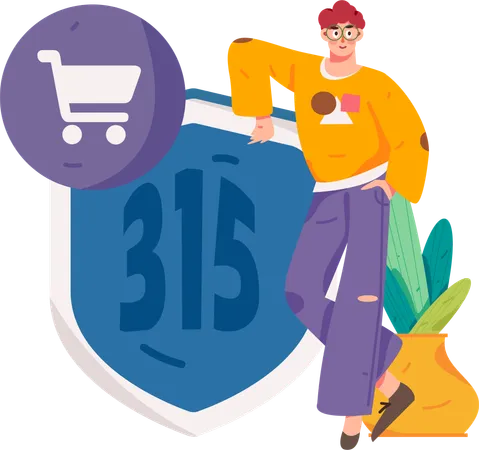 Boy having 315 code security for shopping  Illustration