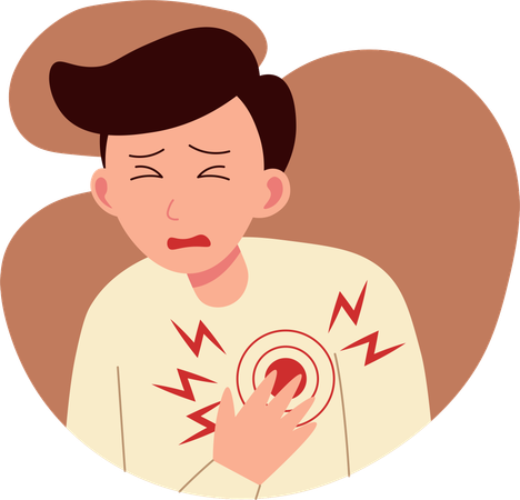 Boy having Chest Pain  Illustration