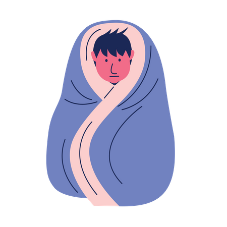 Boy having cold  Illustration