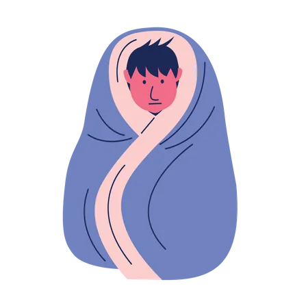 Boy having cold  Illustration