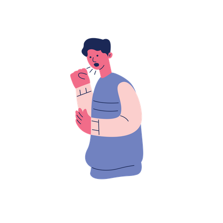 Boy having Cough  Illustration