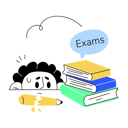 Handy Drawing Style Illustration Of Exams Fear Illustration