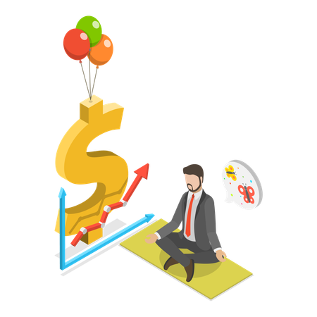 Boy having financial freedom  Illustration